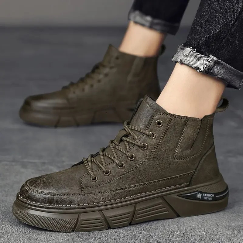 Vintage platform mens boots lace mens shoes Y2k offers size 45 high-quality classic anti slip trend 2025 retro 241031
