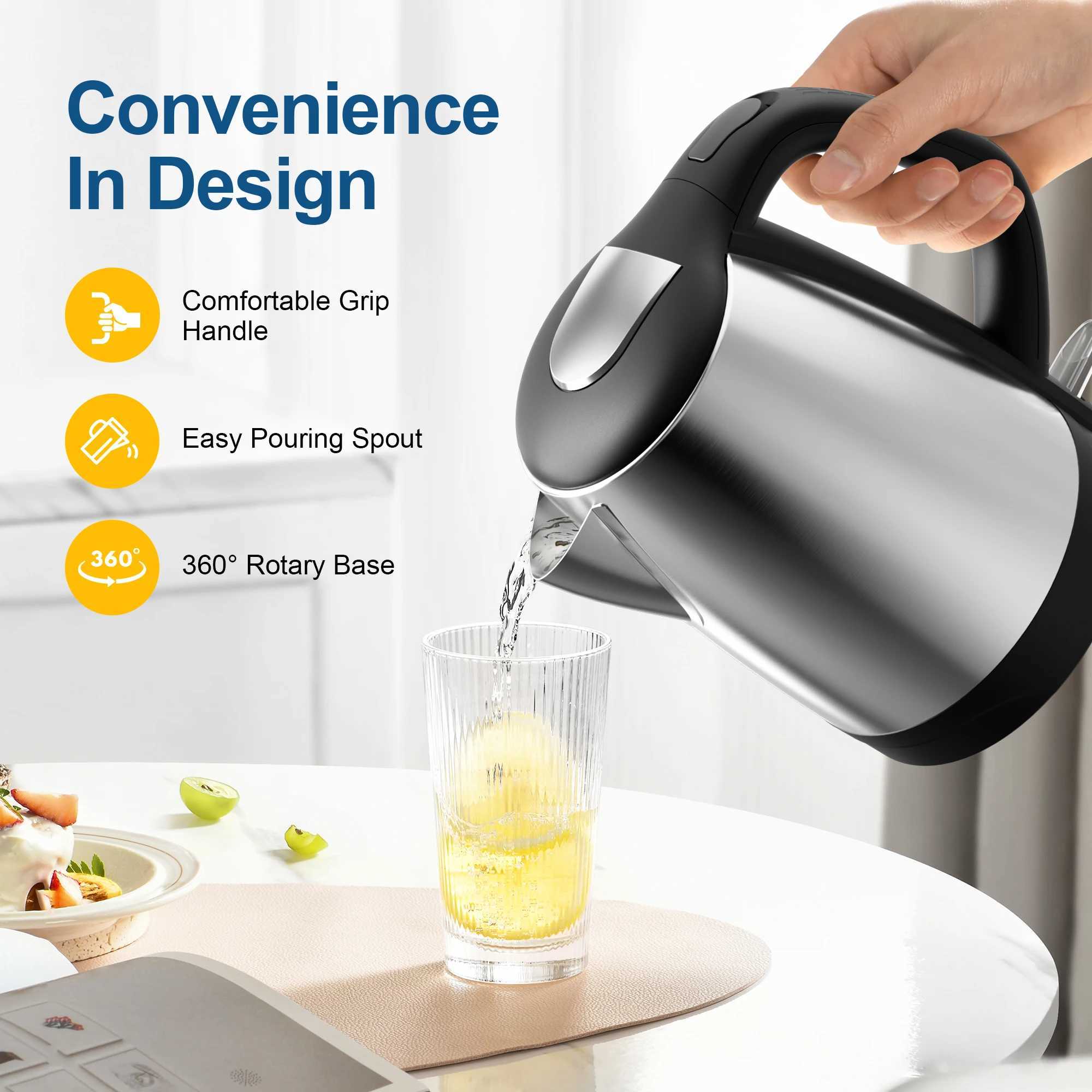 CACHOO 1.7L stainless steel electric kettle with LED indicator fast boiler hot water boiler Y241102