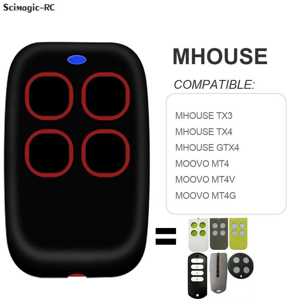 For Mhouse GTX4, GTX4C,TX4 garage door compatible remote control new opener 2025 433.92MHZ gate door remote transmitter