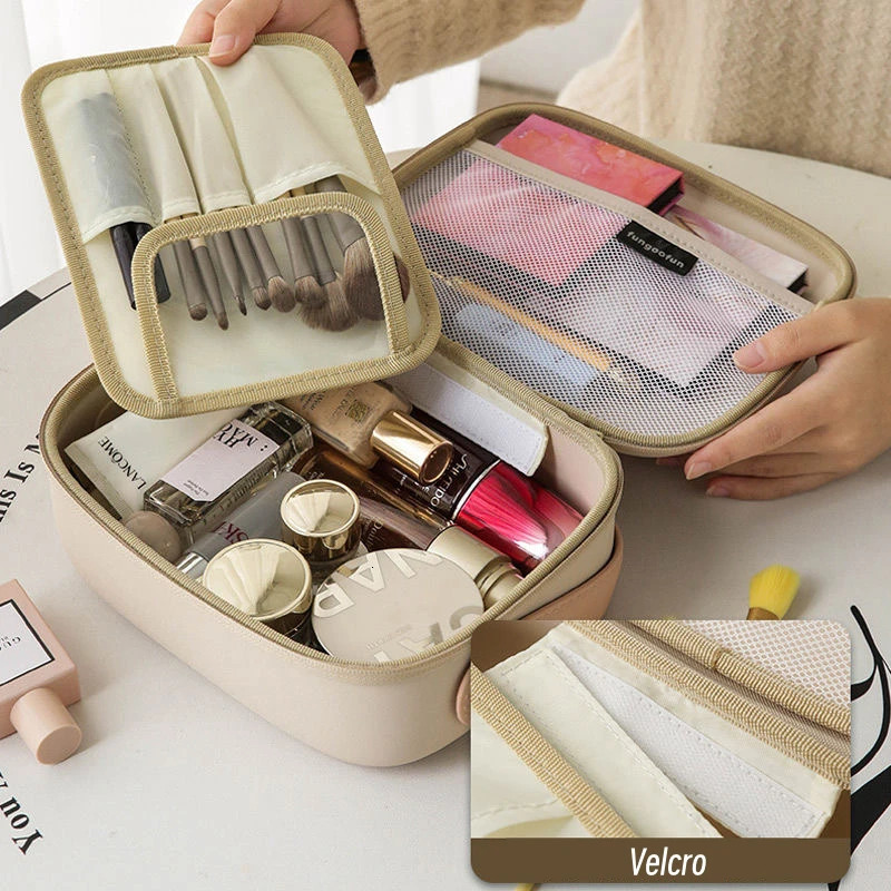 Portable makeup bag lightweight anti-collision makeup box large capacity travel organizer storage zipper bag 241031