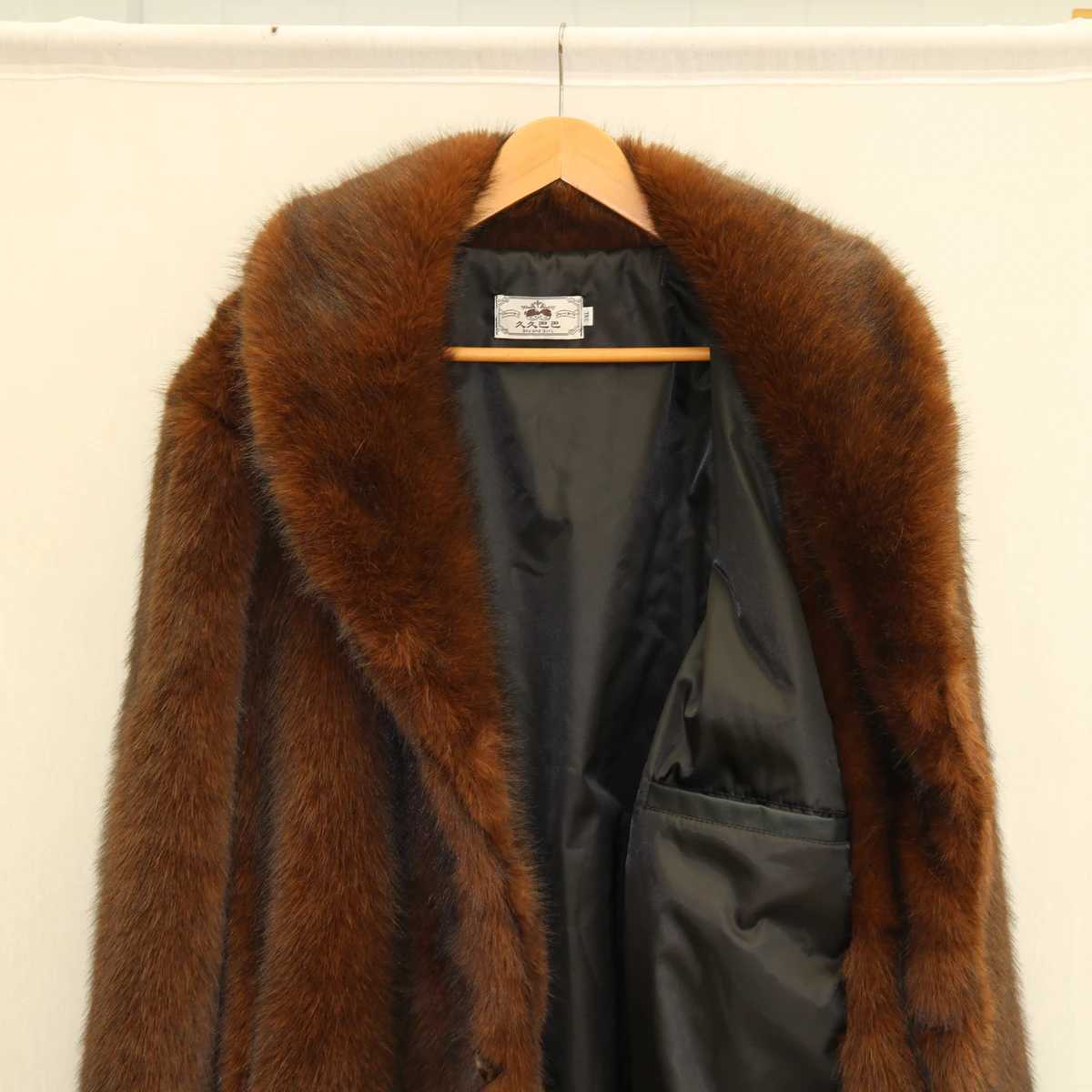 Mens fur coat faux wool coat winter warm long leather clothing large size fashion casualXJ241102