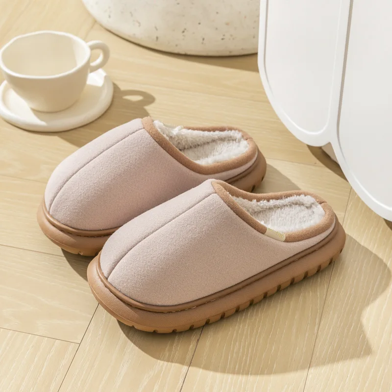 Woman Simple Cotton Thick Soles Anti Slip Plush Insulation Warm Soft Slippers Indoor Bedroom Use Non-Slip Shoe