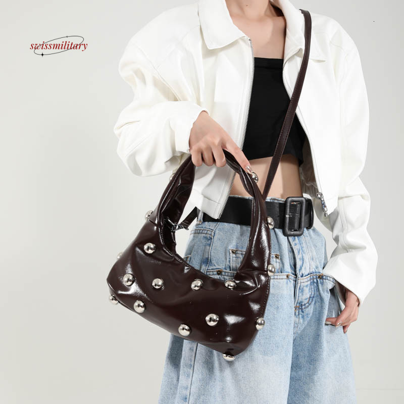 2024 New Riveted Ball Underarm Trendy Fashion, niche Design, Single Personalized Cross Shoulder Women's Bag #29 swissmilitary