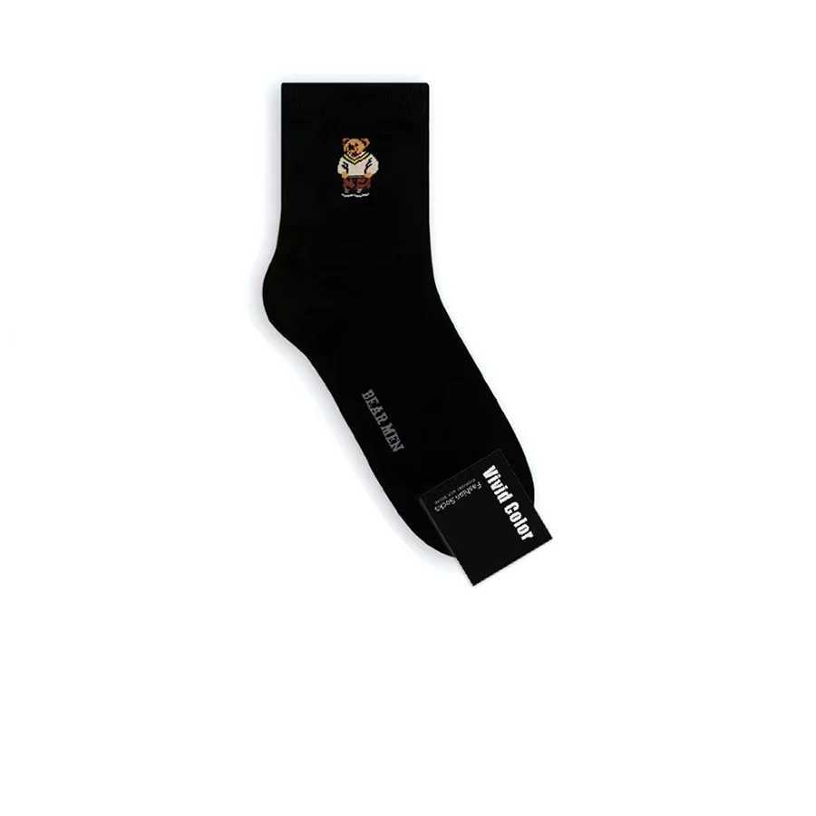 1 pair of cartoon gentleman bear mens socks pure cotton Harajuku skateboard socks novel breathable socks Christmas gift factory direct X250319