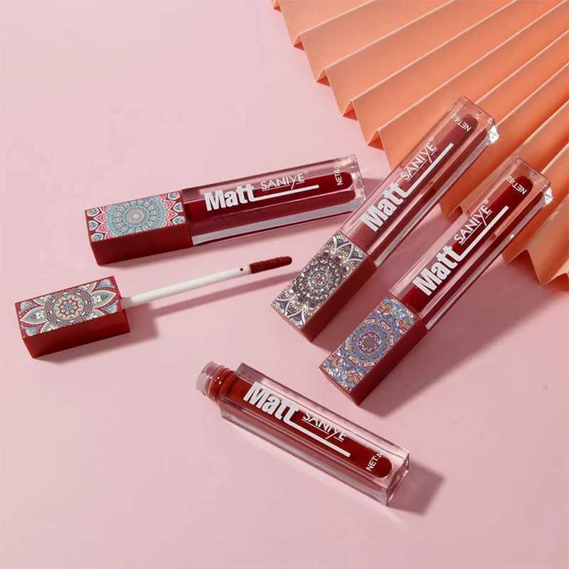 Matte nude lip color Brown nude pigment Dark red durable velvet liquid lipstick Womens makeup waterproof lipstick W241101