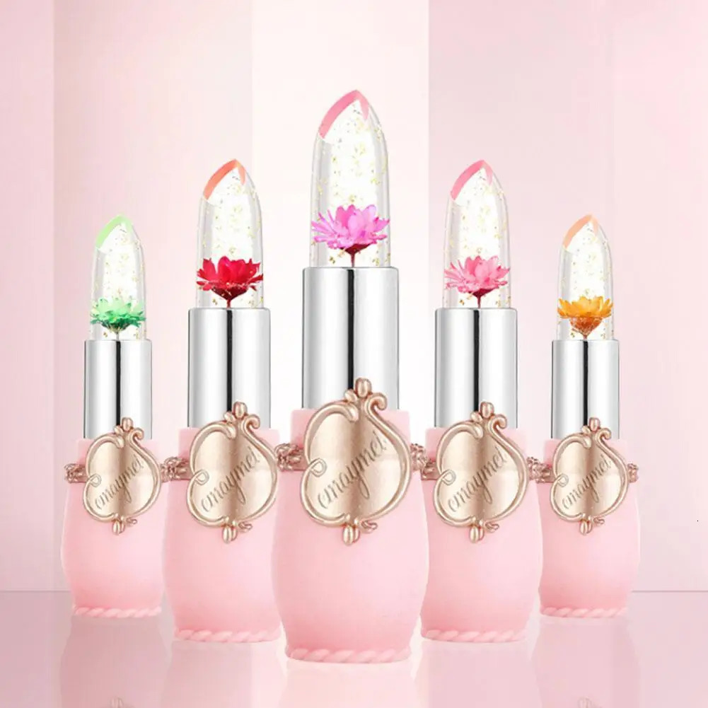6 pieces/box crystal transparent flower jelly lipstick kit agent nourishing lipstick temperature changing lip gloss 241031