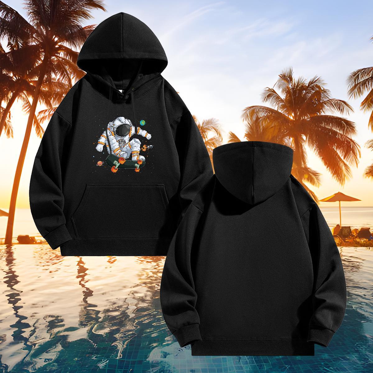 2024 Men Hoodie Spring Autumn Loose Fit Hoodie for Man Woman Long Sleeve Drawstring Skull Tops Pullover Hoodie Tech Fleece