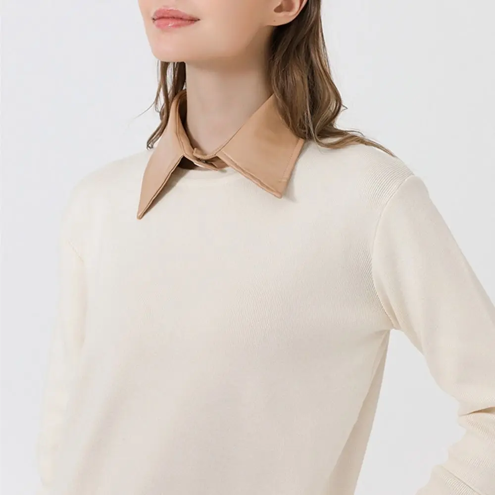 PU Leather Fake 2025 Collar Vintage Detachable Shirt Collar for Women Blouse Sweater new False Collar Lapel Top Neck Shoulder Wraps Tie