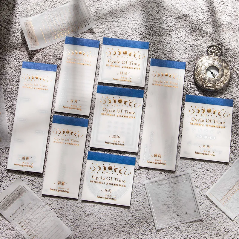 2025 Yoofun 30 Sheets Cycle new of Time Bronzing Sier Litmus Paper Material Paper Planner Creative DIY Collage Decor Stationary