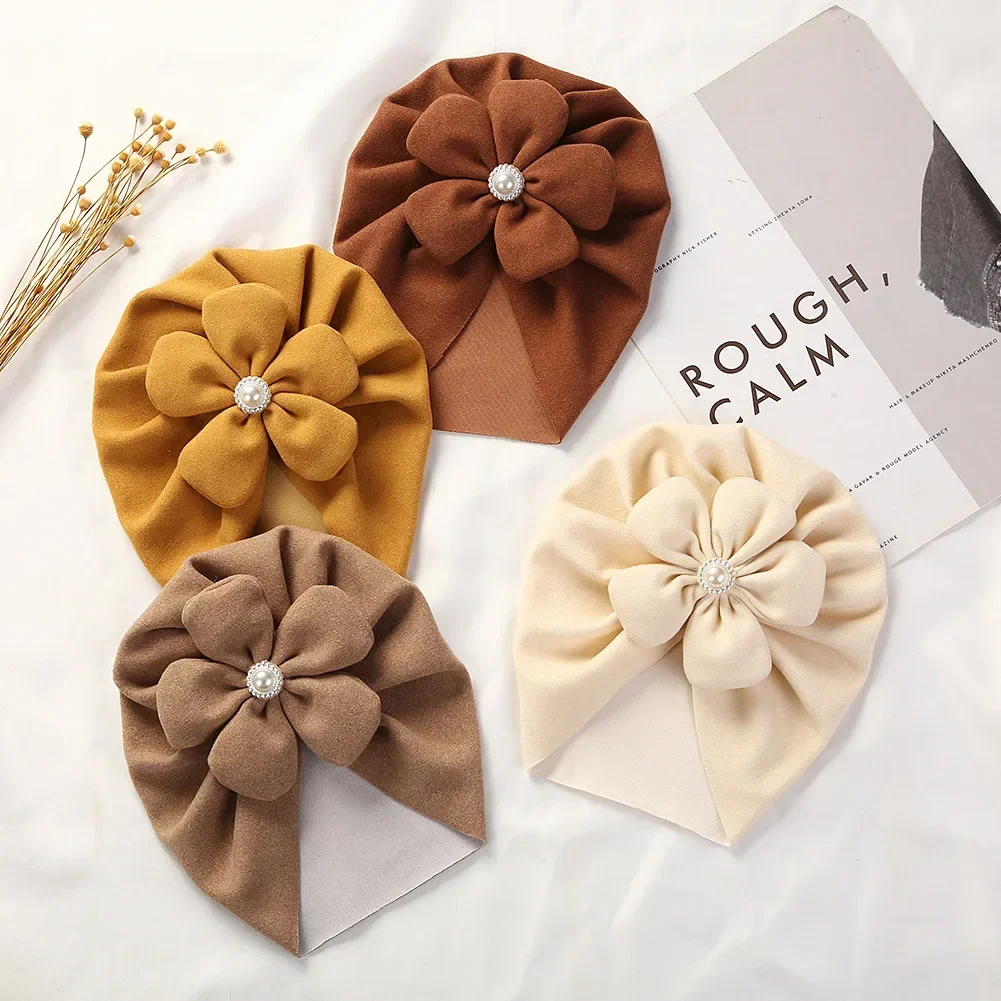 Cute Flower Faux Cashmere new Baby Hat Turban Baby Girl Hats Warm Toddler Headwraps Newborn Beanies Bonnet Caps 2025 Hair Accessories