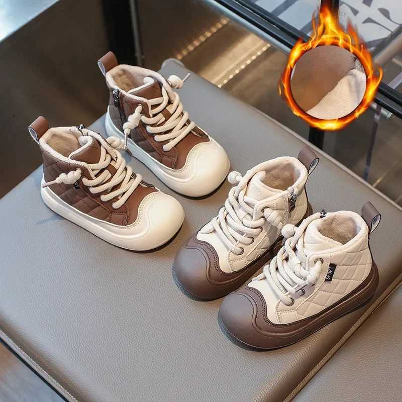 New Girls Shoes Winter Girls Boots Mid Top Waterproof Boys Skateboarding Shoes Childrens Warm Cotton Shoes Casual Childrens Shoes Robot M241102