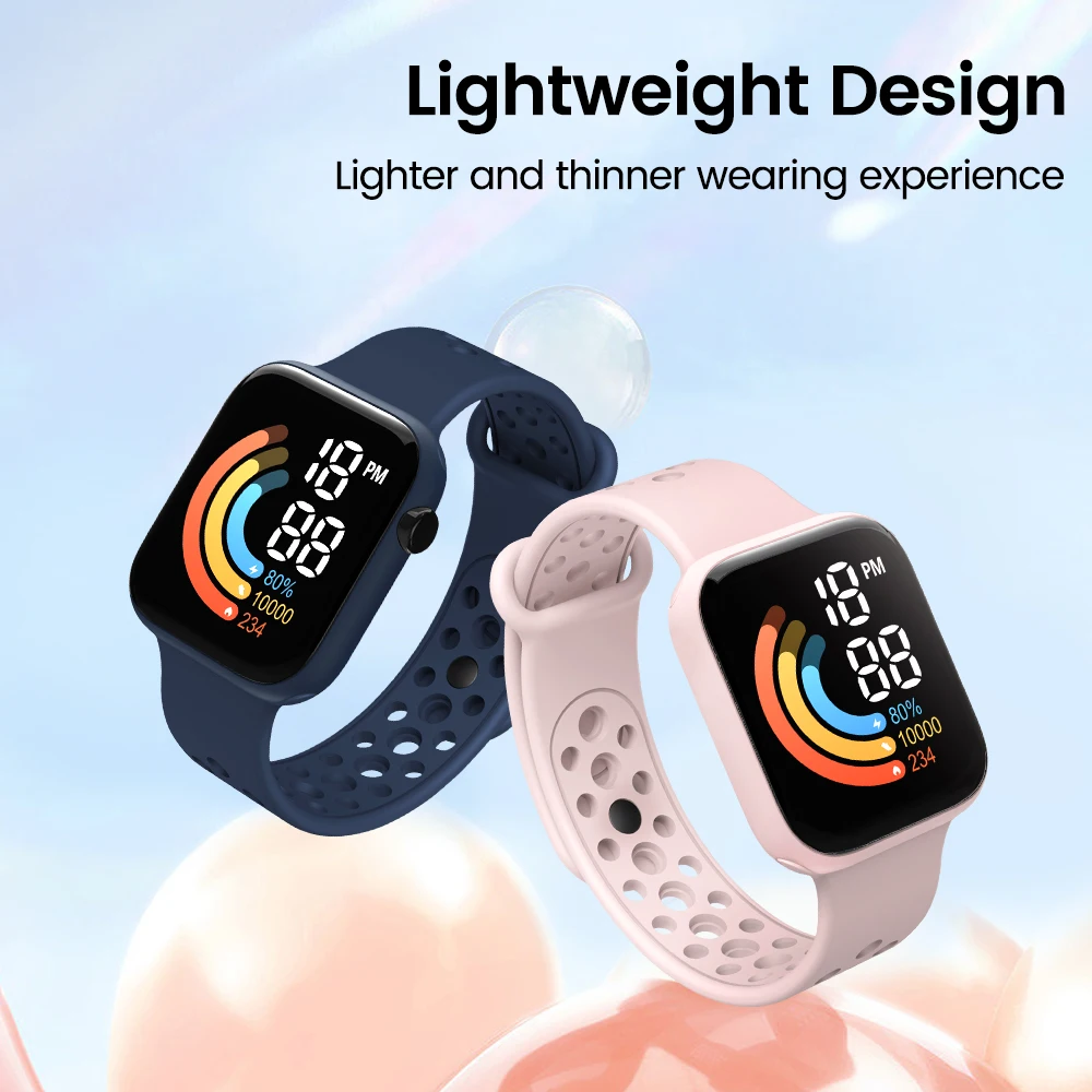 Children Kids Watch LED Digital Sports Watches Smart Clock Silicone Waterproof Wristwatch Electronic Watch for Boy Girls Student