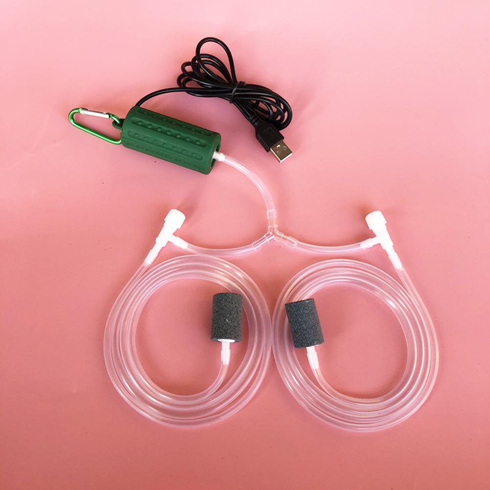 USB Fish Oxygen Air Pump Aquarium Quiet Oxygen Pump Portable Mini USB Aquarium Air Pump With Double Air Stone for Fish Tank