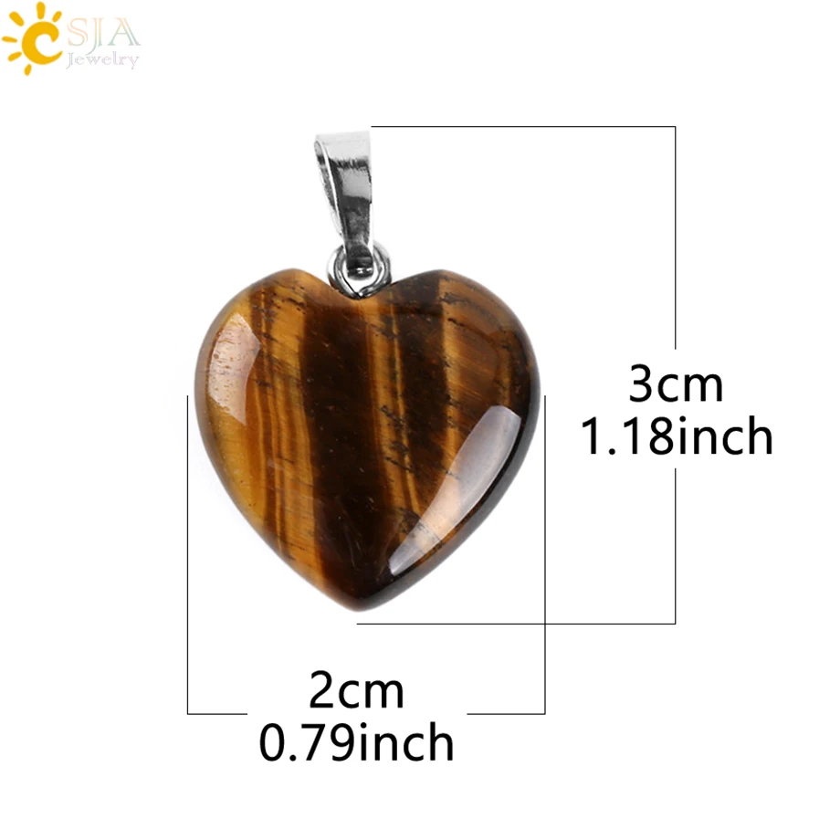 CSJA Heart Crystals Natural Stone Necklaces Pendants Women Carnelian Pink 2025 Quartz Clear Amethysts Crystal new Healing Necklace E594