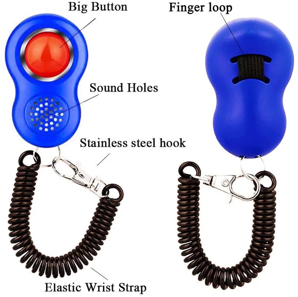 Pet Cat Dog Training Clicker With Finger Loop Wrist Band Humanized Scientific Professional Design Pet Tool Set