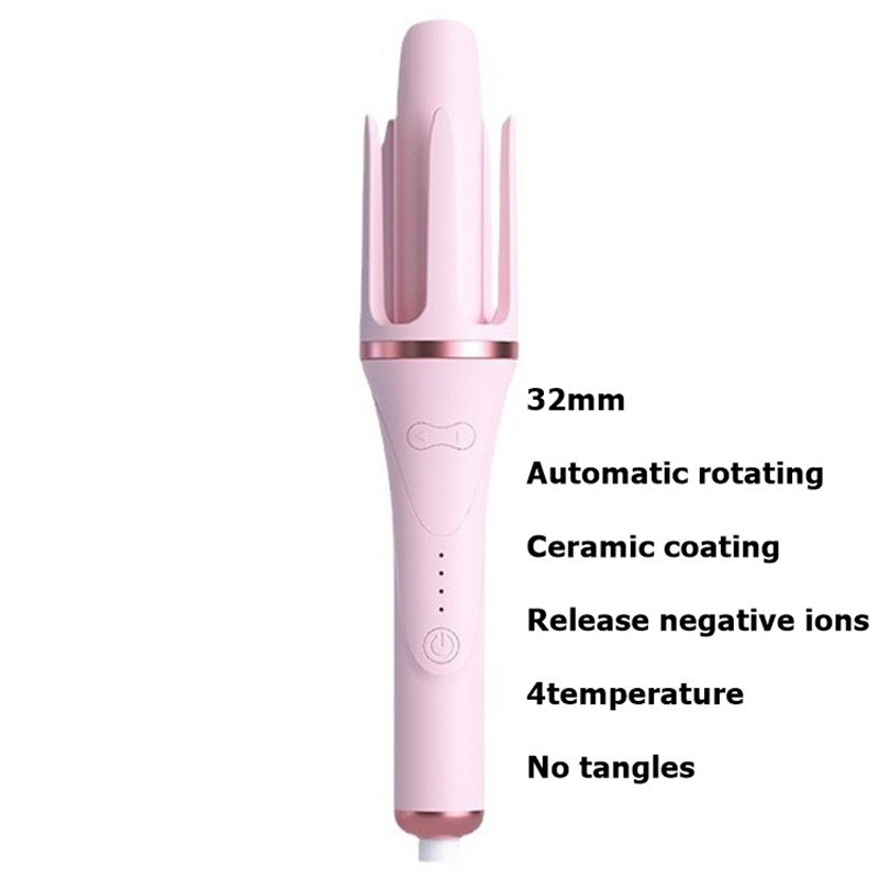 32mm Auto Curler, Iron With 4 Temperature , Automatic Shut-off, Anti-scald, Anti-tangle Rotating Curling Wand For Hair Styling Rizador Giratorio Para 