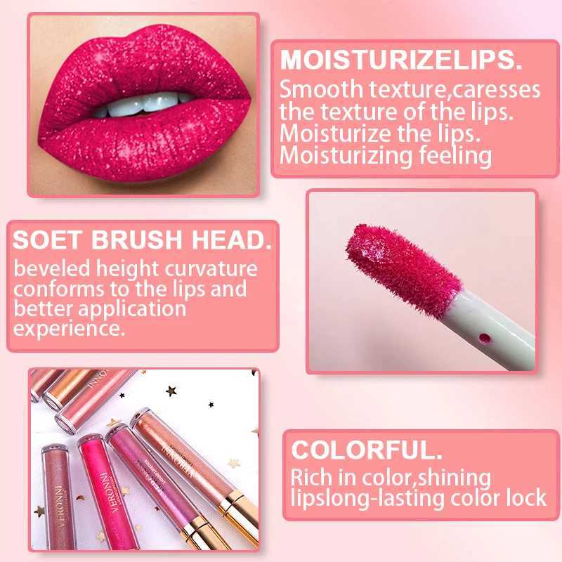15 color sparkling liquid lipstick shimmer lip gloss pearlescent lip gloss waterproof durable matte diamond lip gloss glass W241101