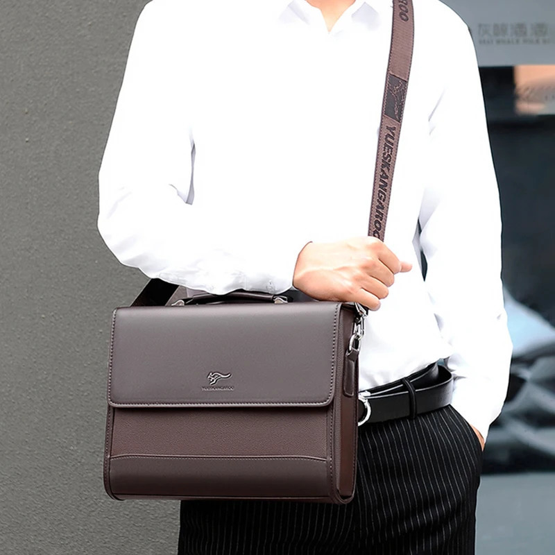 Leather Executives Briefcases For Men ner Business Tote Bag Wallet Handbag Shoulder Ipad Square Side Crossbody Document 241029