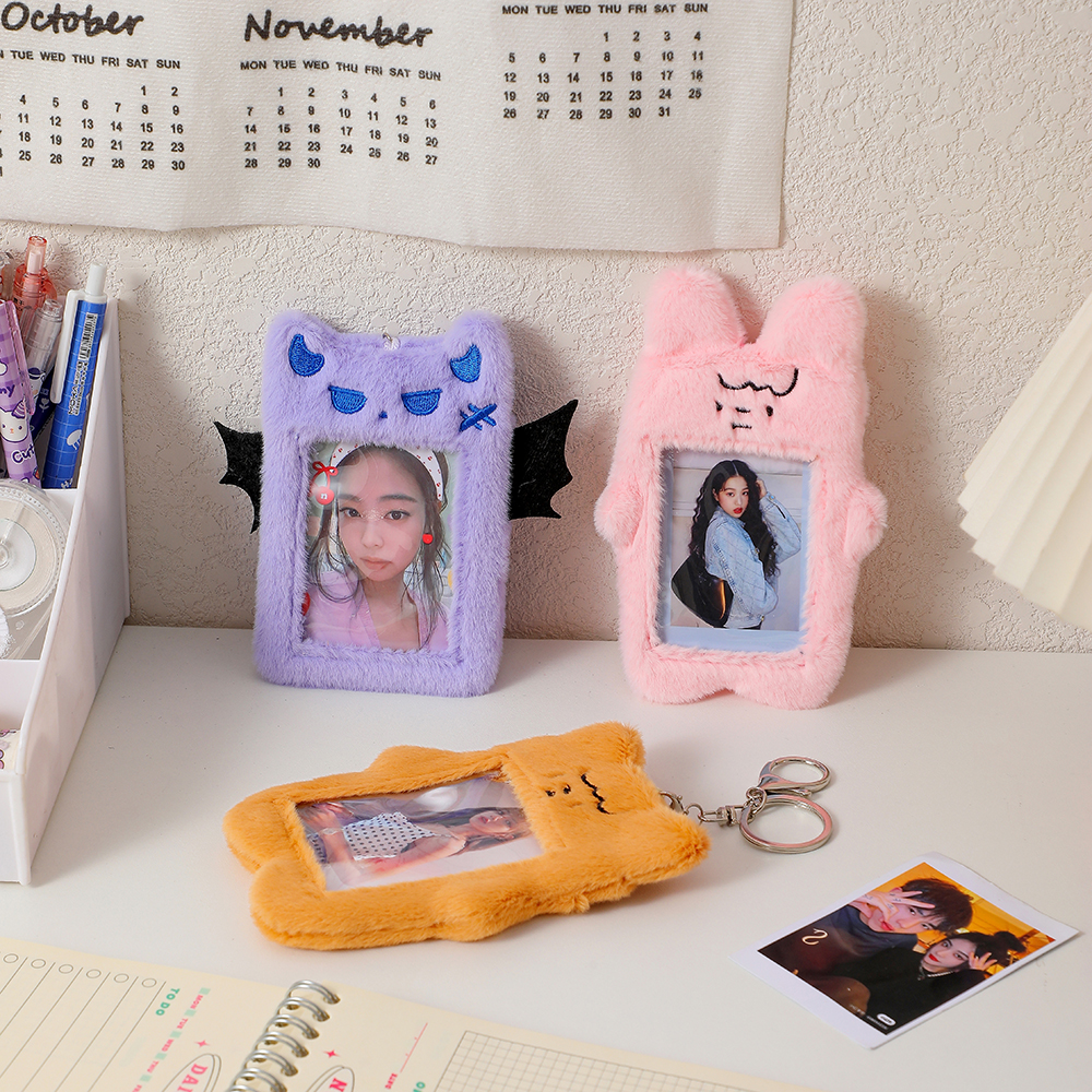 3inch Kawaii Plush Photocard Holder Pendant Cute 2025 Bunny new Lover Idol Card Holders Bus Card Proect Sleeves Cover