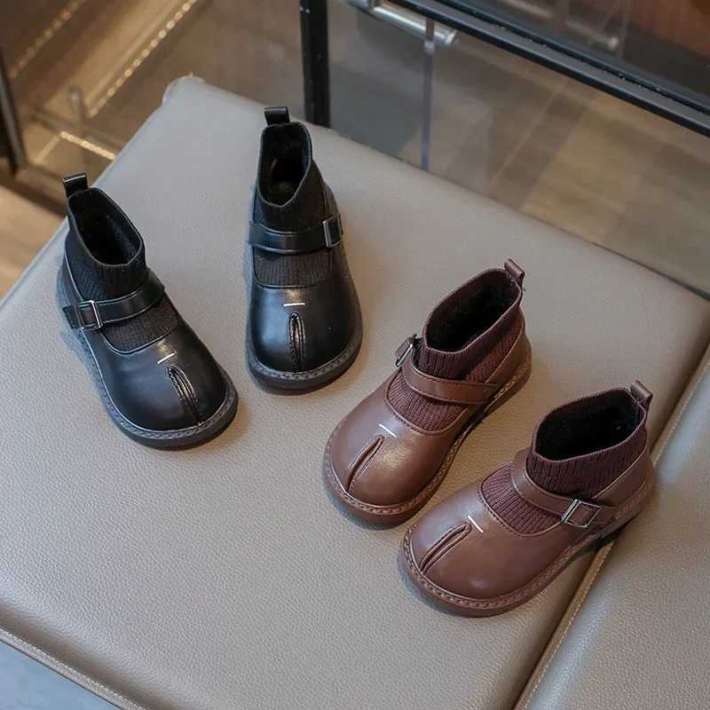 new girls ankle boots fashion patch work winter childrens flat shoes custom childrens cotton boots anti slip hook and loop M241102