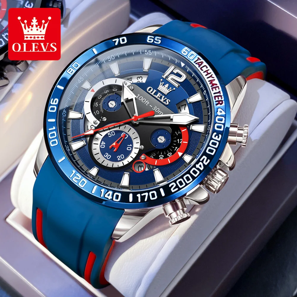 OLEVS new Quartz Watch for Men Original TOP Brand Rubber strap Waterproof Luminous Date 2025 Week Men's Quartz Watch reloj hombre