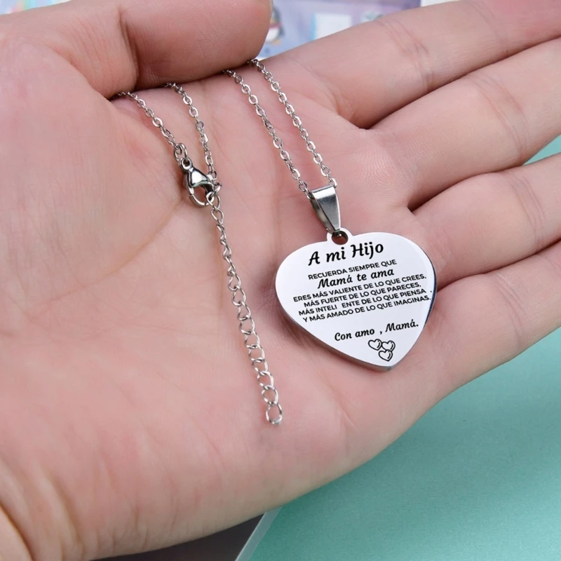 Classic Heart Shaped 2025 Necklace Inspirational Pendant Necklace new with Text Personalized Jewelry Gift for Daughter, Family Dropship