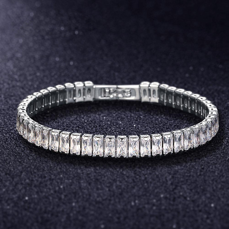 Charm Bracelets Tennis 4x4mm square diamond tennis bracelet designer for woman luxury silver gold mens bracelets copper 3x6mm 3A zirconia bangles jewe