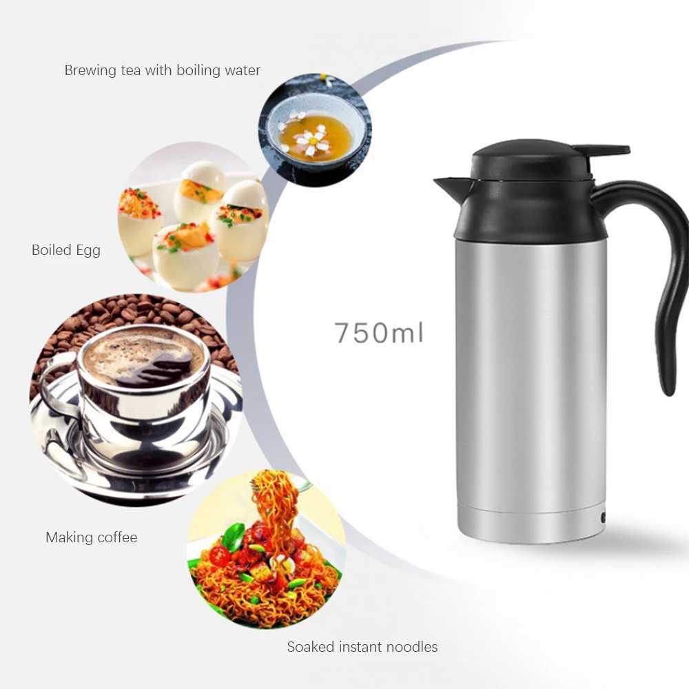 750ML 12V/24V electric heating cup kettle stainless steel kettle tea drink station wagon kettle Y241102