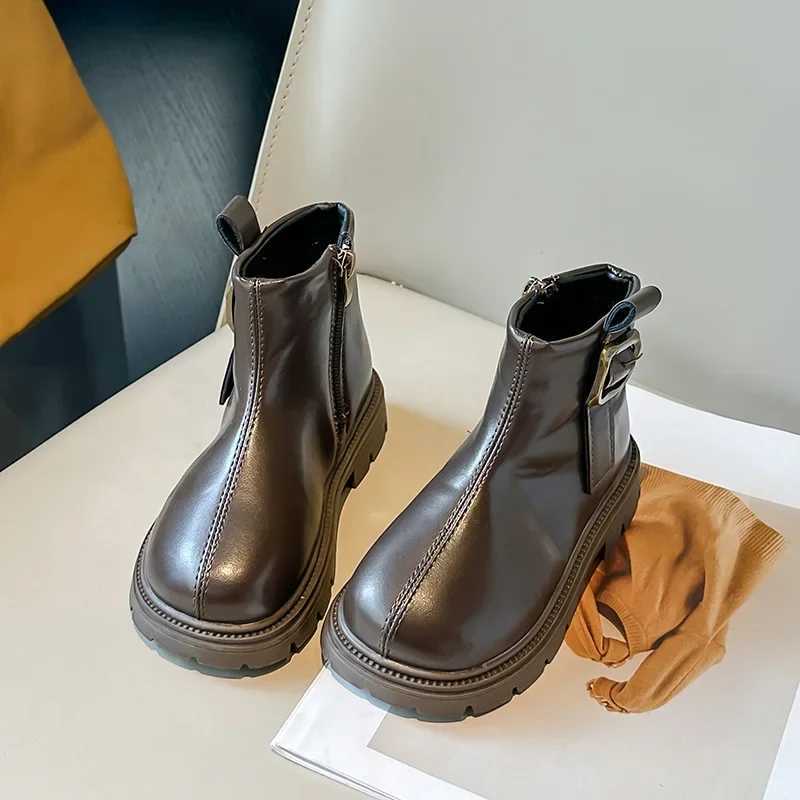 Cute Girl Boots Spring/Summer New Cute Childrens Fashion Buckle UK Sle PU Baby Boys Casual Short Boots PU Childrens Boots M241102