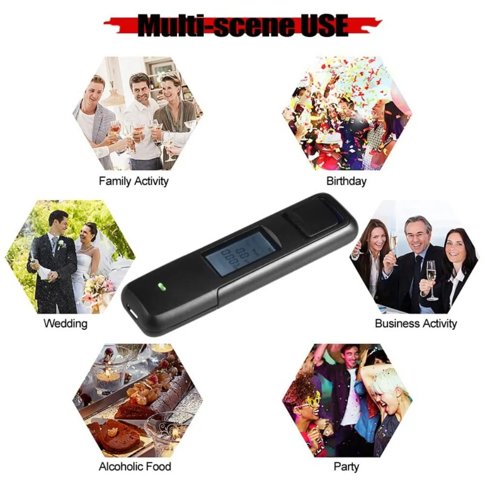 Non-Contact Alcohol Tester with Digital Display Screen USB Rechargeable Breathalyzer Analyzer High Accuracy Breathalyzer