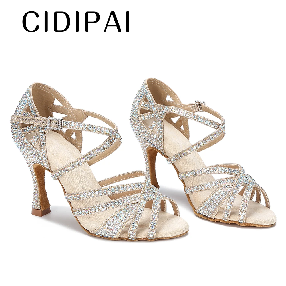 CIDIPAI Latin Dance Shoes 2025 Woman Salsa Performance Ballroom Shiny Dance Shoes Indoor new Party Shoes Golden Women's Wedding Shoes