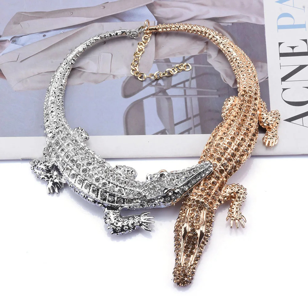 ZA Fashion Inlay Crystal Rhinestone Necklace Women Heavy Metal Punk Statement Large Choker Necklace Jewelry 240315