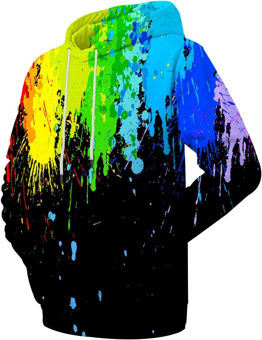 Hoodie for Mens Womens Unisex Graphic Print Hoodies 3D Colorful Visual impact Long Sleeve Sweaters with Pocket Graphic Hoodies sweatshirt Pullover Lon