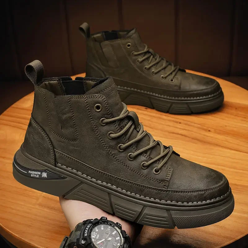Vintage platform mens boots lace mens shoes Y2k offers size 45 high-quality classic anti slip trend 2025 retro 241031