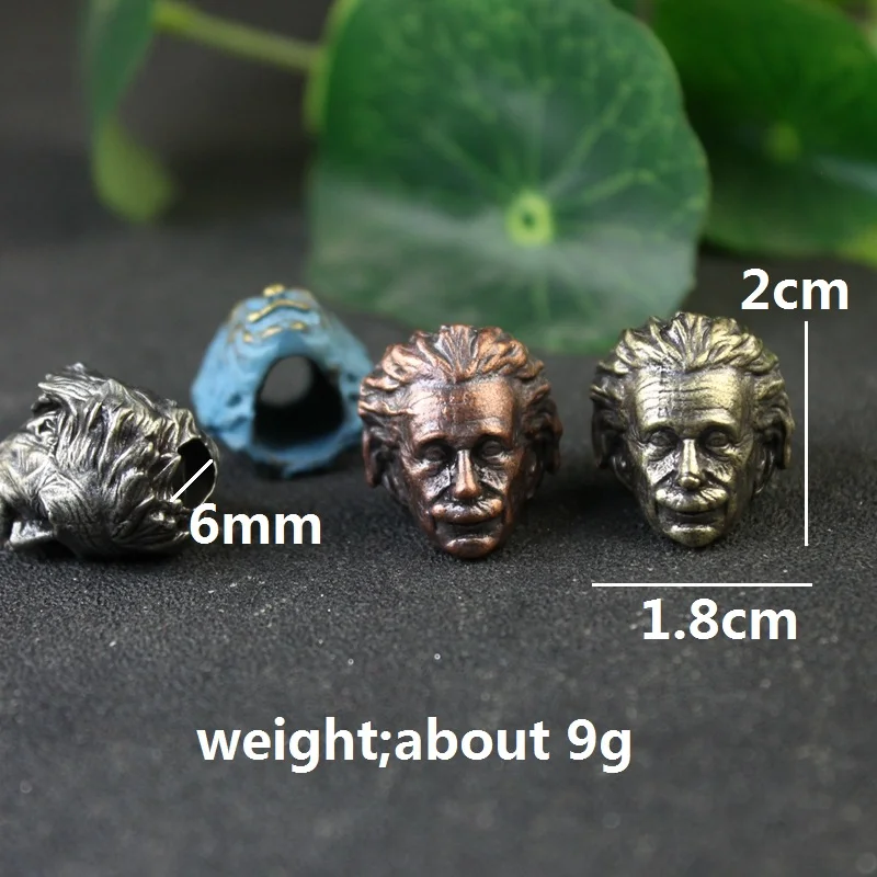 EDC Brass Great Physicist Head 2025 Sculpture Knife new Bead Lanyard Pendants Charms Paracord Bead DIY Umbrella Rope Bracelet Accessories