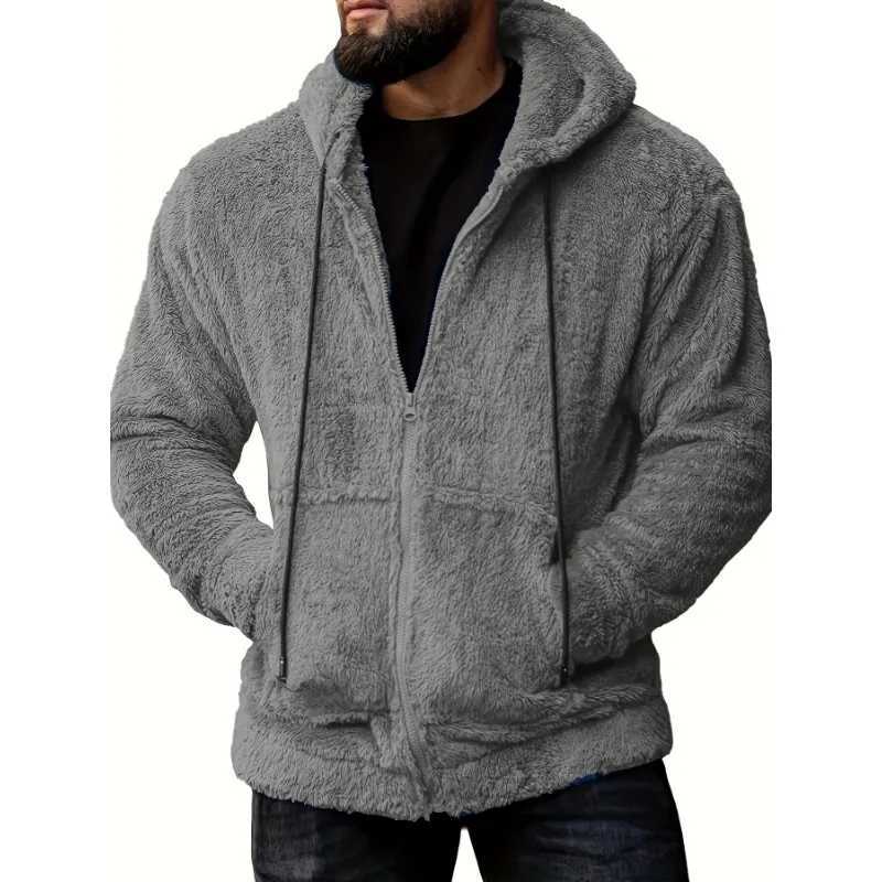 Fashionable mens hoodie casual long Slve hoodie with zipper winter warm outdoor hoodie W241102