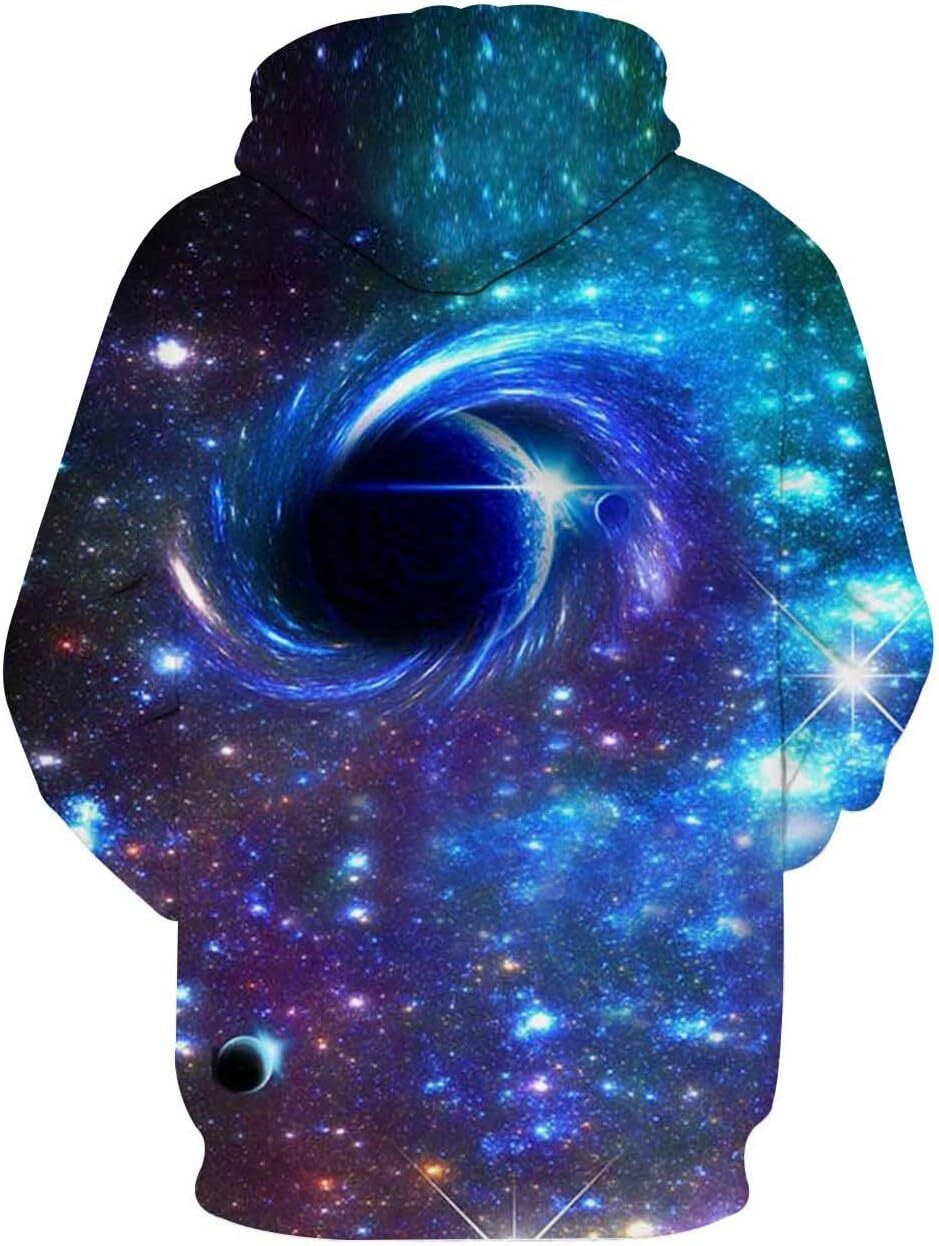 Hoodie for Mens Womens Unisex 3D Novelty Hoodies for Men Women Cool Galactic black hole with Pockets Graphic Hoodies sweatshirt Pullover Long Sleeve