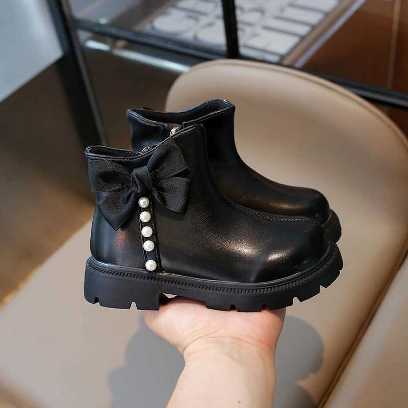 New Autumn Winter Girls Princess Boots Sweet Bow Childrens Fashion Boots Shoulder Version Elegant Childrens Ankle Boots Round Toes M241102