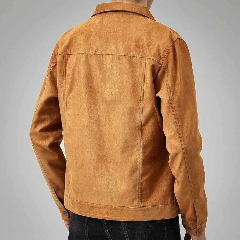 Mens suede casual full matching jacket for new spring and autumn mens fashion Korean StyleSlim lapel workwear jacket W241102