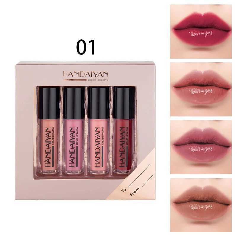 4pcs Lip Gloss Series Makeup Set Suitable for Girls Micro Smooth Lip Gloss Soft Liquid Durable Lip Gloss Set W241101