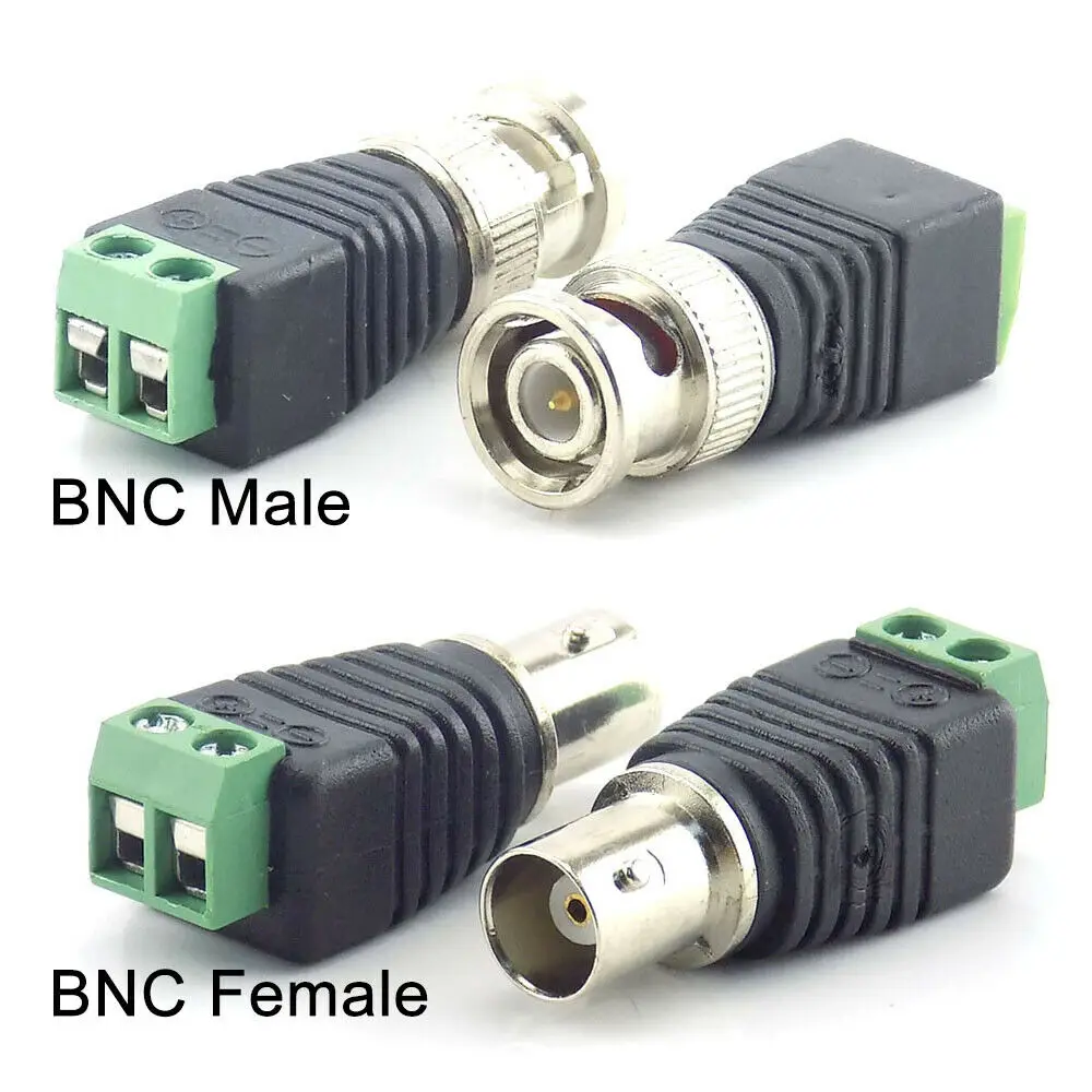 2/5/10pcs 12V DC BNC Male female Connector Coax CAT5 Video Balun Adapter Plug for Led Strip Lights CCTV Camera Accessories D6