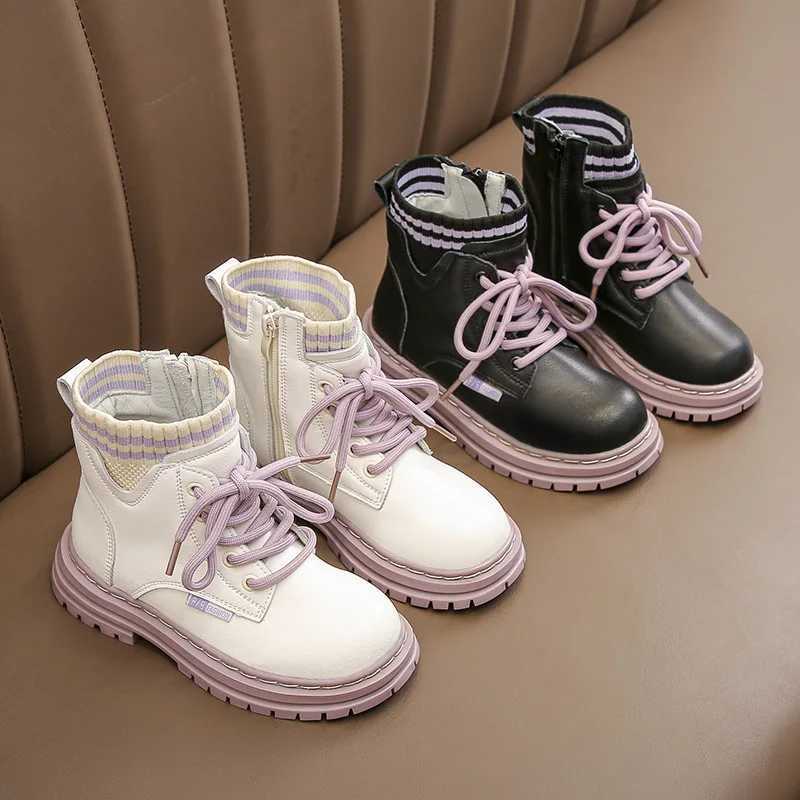 Fashion girls childrens boots autumn and winter casual shoes childrens soft leather ankle boots princess student high top sports shoes M241102