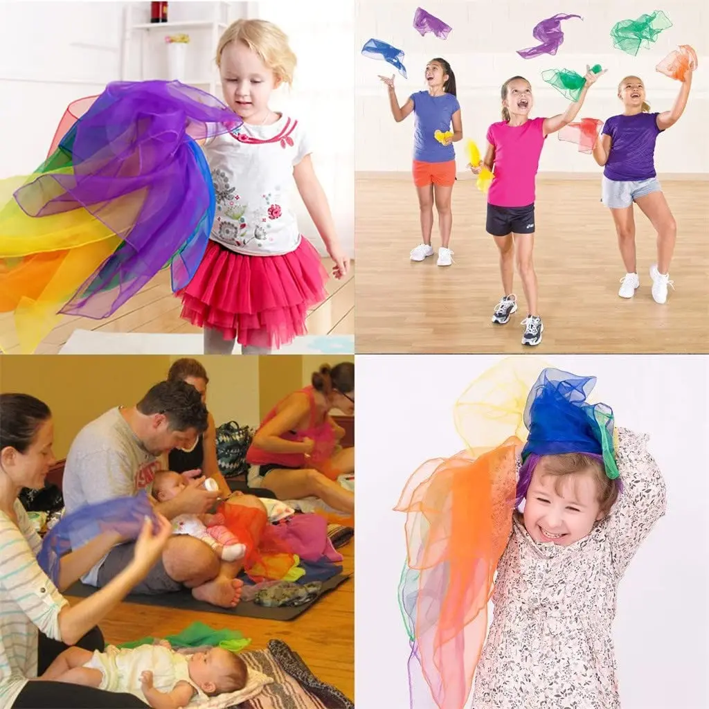 6 new Colors Dance Scarves for Kids Music Scarves Dance Scarf Play Scarves for Children Outdoor 2025 Toys Jling Silk Tricks Scarves