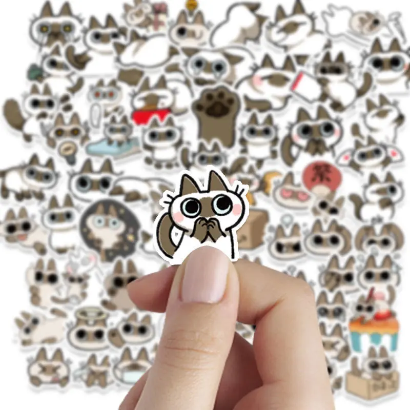 100Pcs/Set Siamese Cat new Bean Puree Graffiti DIY Lage 2025 Laptop Skateboard Phone Decal Sticker Toys