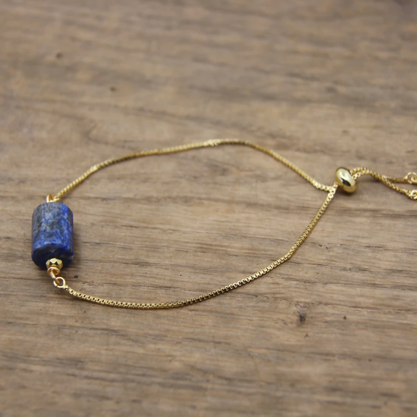 2025 Faceted Natural Gems Gold Color Chains new Adjustable Bracelets Lapis Amethysts Labradorite Crystal Single Bracelet Jewelry QC2001