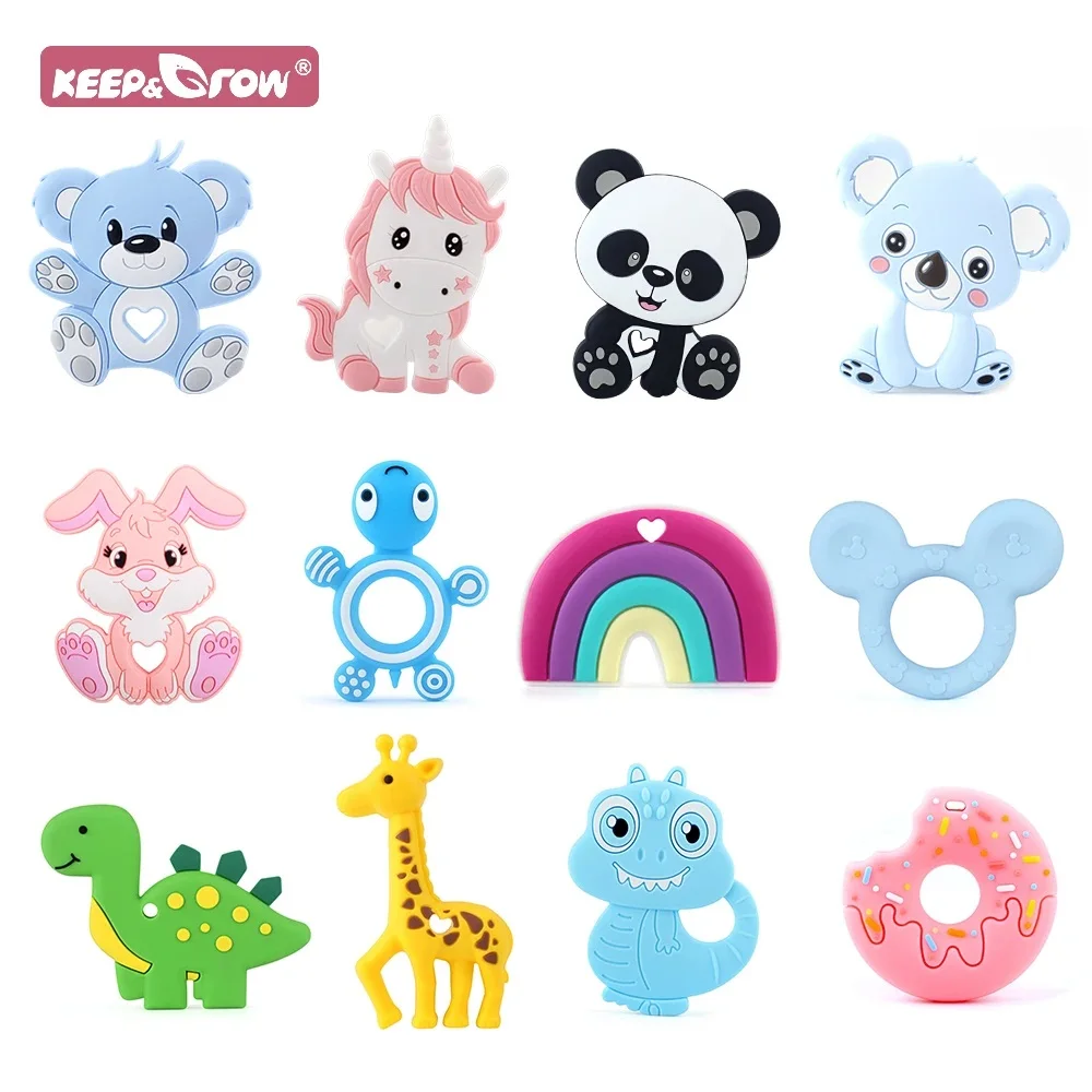 Baby Silicone Teethers Teething Toy Chew BPA Free 2025 Food Grade for Baby new Pacifier Chain Clips Beads Necklaces Pendant Rodent Animal
