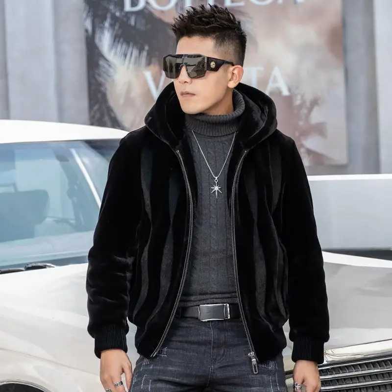 2022 Autumn Winter New Mens Faux Mink Fur Coat Lapel Thick Warm Jackets Fashion Mens Eco-Friendly Faux Fur Coats Jackets T194XJ241102