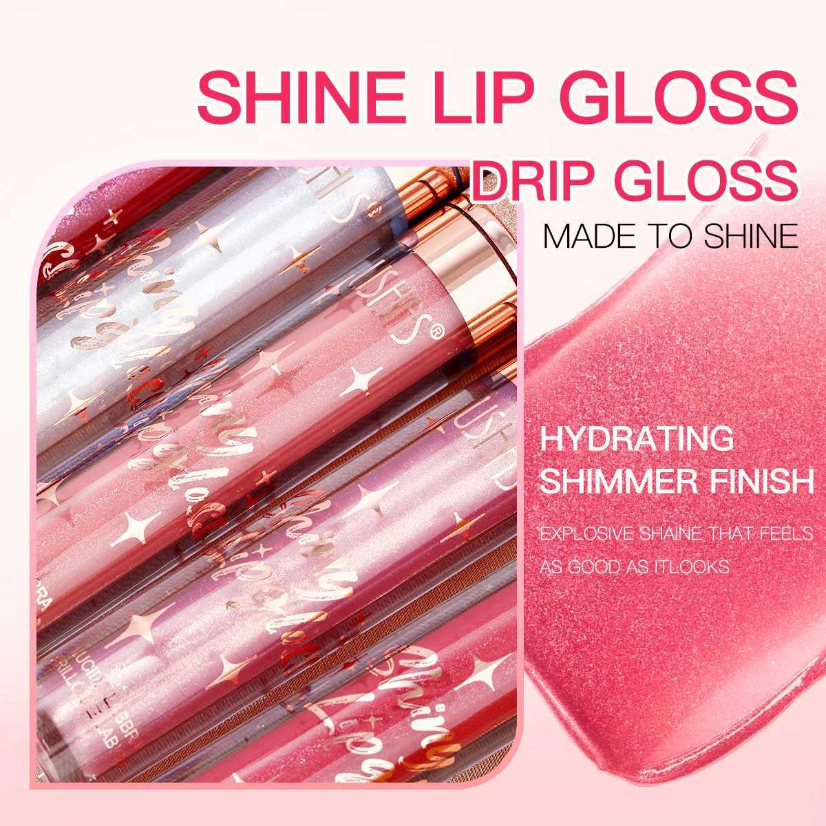 USHAS Mirror Shiny Lipgloss 12 Color Long lasting Moisturizing Liquid lipstick Sequin lipstick Christmas Halloween W241101