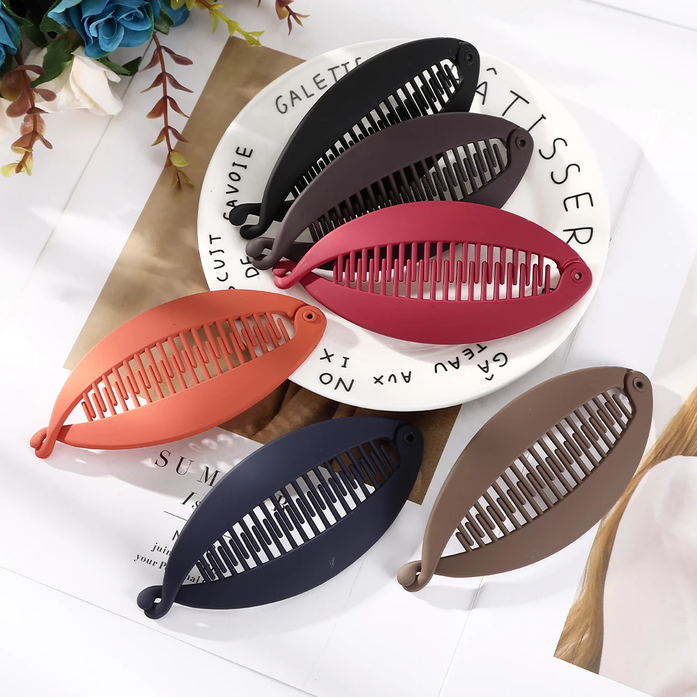 AWAYTR Frosted Fish Shaped Hairpin Ponytail Banana Clip Headband for Women Simple Solid new Acrylic Twist Clamp 2025 Barrettes Headwear