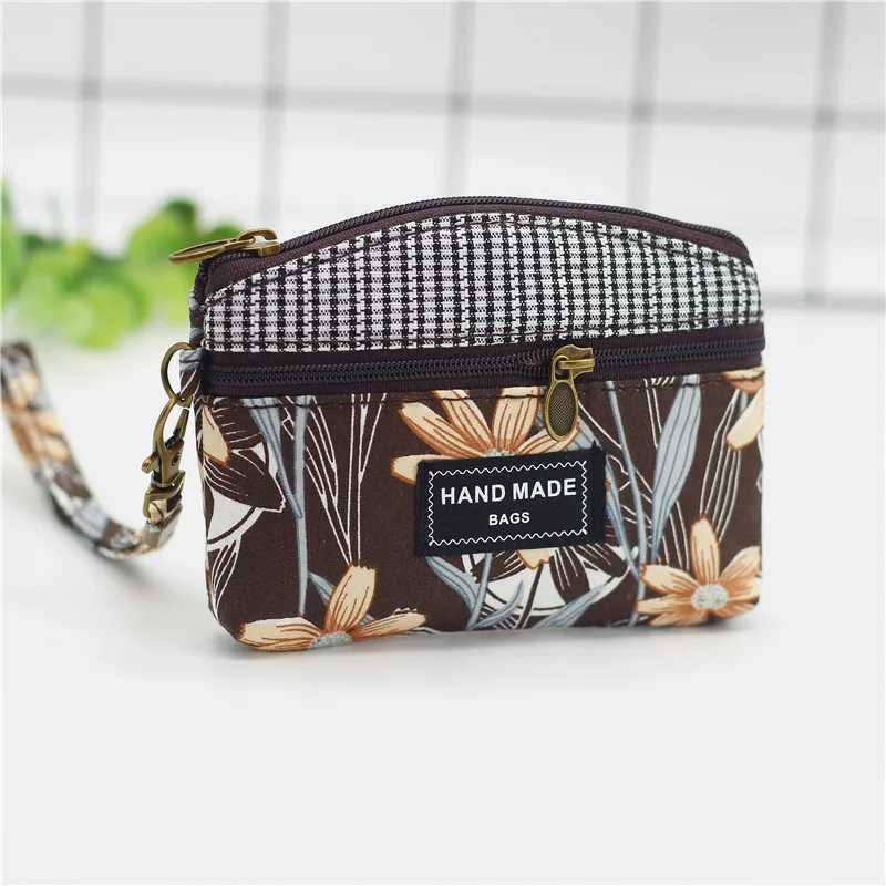 Womens Cott Floral Printing Coin Purse Female Short Wallet Small Mey Pouch Cluh Card Bag Ladies Handbag Bolsa for GirlsXJ241111